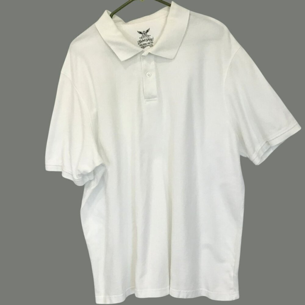Faded Glory Men's 2-Button Cotton Golf Polo Shirt Size XXL in White Activewear